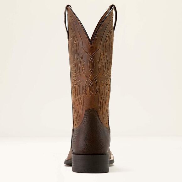 NEW Ariat Sport Rustler Wide Square Toe Cowboy Boots Brown Leather Western 9.5D main image 6